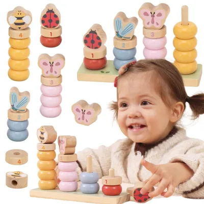 Obrázok produktu pre VIGA PolarB Drevená skladačka – Nauč sa počítať – Hmyz – Montessori
