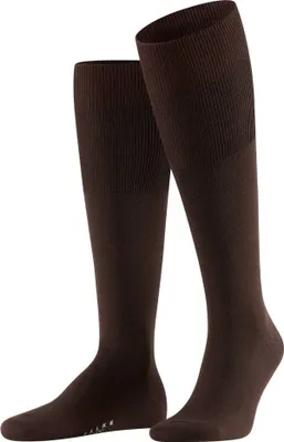 Image de Chaussettes FALKE pour homme - Airport, mi-bas, laine peignée, couleur unie marron foncé, pointures 41-42