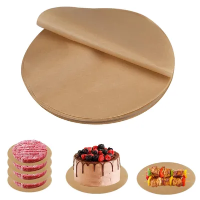 Productafbeelding van 100 vellen bakpapier (26 cm diameter) voor heteluchtfriteuses, ronde bakvormen voor heteluchtfriteuses, hittebestendig bakpapier met antiaanbaklaag, ronde bakvormen voor heteluchtfriteuses