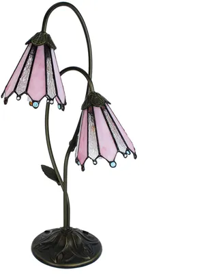 Obrázek produktu pro Clayre & Eef 5LL-6251 Stolní lampa Tiffany 35x18x61 cm E14-max 2x25W Hnědá - růžová