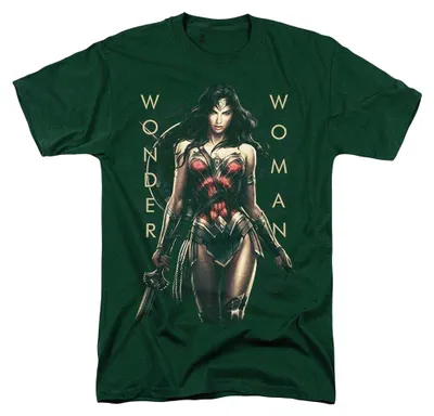Produktbild von Wonder Woman - "Armed And Dangerous" T-Shirt für Herren/Damen Uni, Mittelschwer TV35604 (S) (Dunkelgrün)