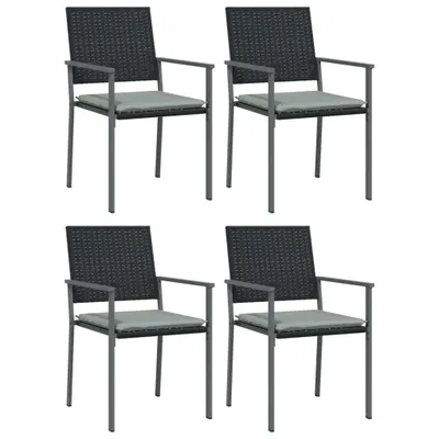 Productafbeelding van vidaXL Tuinstoelen met kussens, 4 stuks, zwart, 54x62,5x89cm, polyrotan