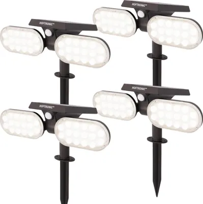 Produktbild von hoftronic 4x Solar Gartenstrahler 2W 6000K 300lm IP65 PIR Bewegungssensor