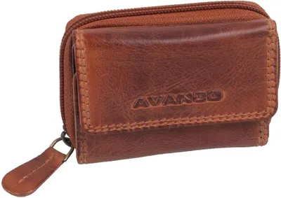 Produktbild von XS Reißverschlussbörse Leder Minibörse braun 9x6,5cm Kartenfach