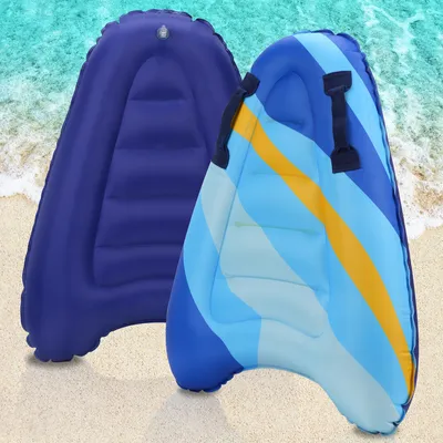 Produktbild von Jiubiaz Bodyboard Aufblasbar Schwimmbretter Schwimmbrett Schwimmboard, Mit Griffen, Surfbrett Für Kinder und Erwachsene, Surfboard, 72*52*15cm - Blau gestreift