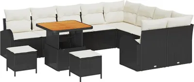 Immagine prodotto di vidaXL Set di divani da giardino con cuscini 12 pezzi in polirattan nero