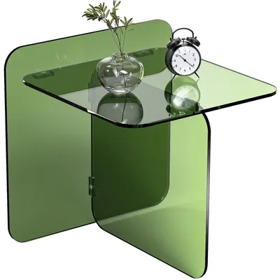 Imagen del producto de Mesa auxiliar de acrílico, diseño moderno y minimalista, 50x50 cm