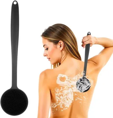 Imagen del producto de Cepillo de silicona para el cuerpo con mango largo – exfoliante, suave para la piel, cepillo de ducha ergonómico