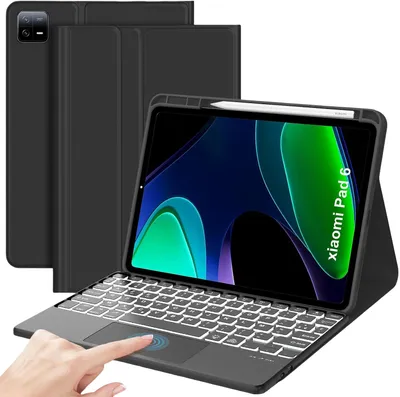 Produktbild von Hülle mit Tastatur für Xiaomi Pad 6 Pro, magnetisch, AZERTY, Bluetooth, Schwarz