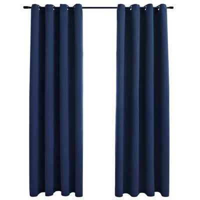 Image de vidaXL Rideaux occultants avec œillets métalliques 2 pcs. Bleu 140x245cm