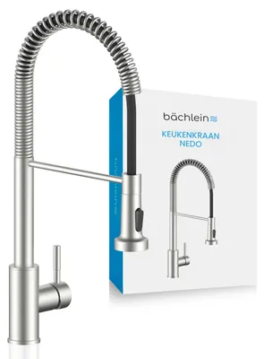Productafbeelding van Keukenkraan 360 graden draaibaar - Eenhandige roestvrijstalen gootsteenmengkraan met flexibele hals en douche met schakelknop