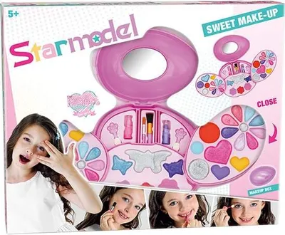 Produktbild von Kompaktes Schminketui für Kinder, zum Aufklappen, mit Spiegel und Pinsel
