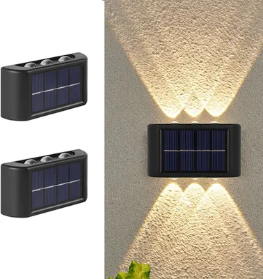 Produktbild von Solar-Wandleuchte, 2 Pack kleine wasserdichte Solar-Stufenleuchte, warmweiße Terrassenbeleuchtung für Terrassen, Schuppen und Pools