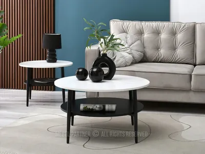 Image de Table basse ronde TODOR - blanc / noir