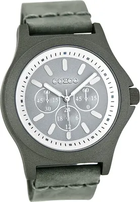 Imagen del producto de Reloj de pulsera para mujer Oozoo, color gris, analógico, con detalles brillantes, correa de cuero, modelo D2UOC6513A