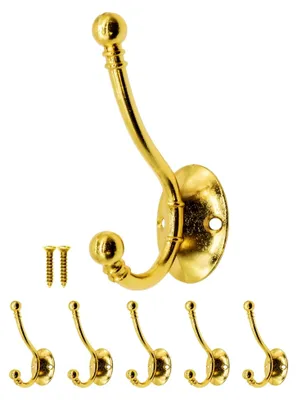 Produktbild von Klassische Garderobenhaken aus Eisen, 90 mm, gold, 5er Set