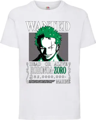 Zdjęcie produktu dla Koszulka Dziecięca One Manga Piece Anime Roronoa Zoro 01 Roronoa, 9-11 Jahr - 140 / Biały
