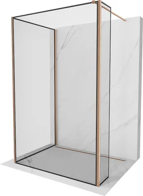 Immagine prodotto di Mexen Kioto parete doccia Walk-in 110 x 90 x 40 cm, cornice nera, rame spazzolato - 800-110-090-221-65-70-040