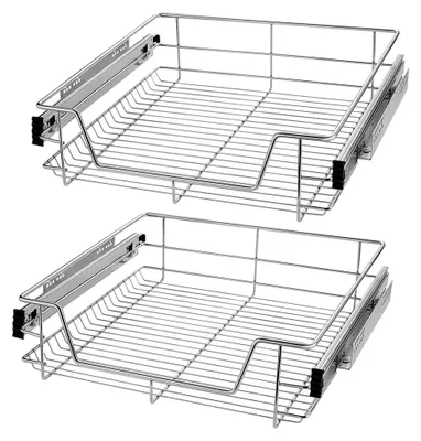 Produktbild von 2 Stück 60 cm Küchenschublade Teleskopschublade, Vollauszug für Schrank und Regal - 60 cm