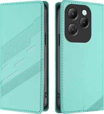 Produktbild von Hülle für Infinix Hot 40 /Hot 40 Pro/Tecno Spark 20 Pro 4G, Kunstleder Brieftaschen Handyhülle mit Kartenfach und Standfunktion Türkis