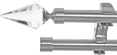 Produktbild von Edelstahl Look Gardinenstange Ø 20mm Deckenträger 2-läufig zweiläufig Deckenbefestigung Spitze Kristall D60 E37E30 RR