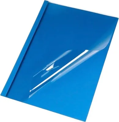 Produktbild von 25x Thermobindemappen A4,  3mm für 30 Blatt, Lederoptik dunkelblau