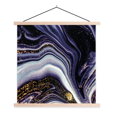 Produktbild von MuchoWow® Textilposter Marmor - Lila - Luxus - Marmoroptik - Glitzer 120x120 cm mit holzfarbenen Rahmen - Textil-Poster