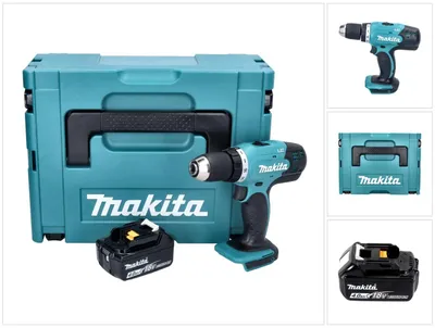 Obrázek produktu pro Makita DDF 453 M1J Akumulátorová vrtačka 18 V 42 Nm + 1x akumulátor 4,0 Ah + Makpac - bez nabíječky