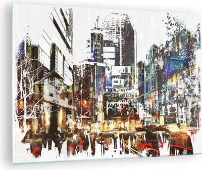 Produktbild von Bilder auf glas - Stadt Straße Haus - 70x50cm - Glasbilder - Wandbilder - Kunstdruck - zum Aufhängen bereit - Wanddekoration aus Glas - Glas Bilder - Wandbild auf Glas - Einteilig - GAA70x50-3800