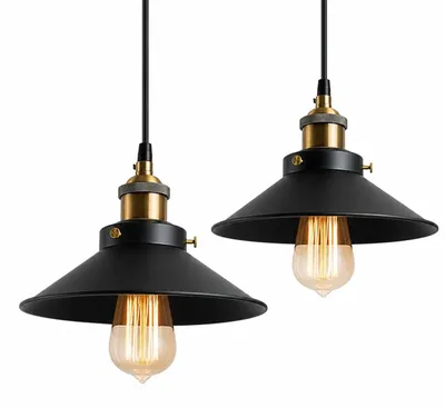 2er-Set Vintage Industrie-Hängelampe, schwarz, E27, 60 W