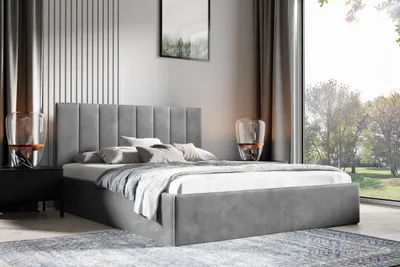 Produktbild von Polsterbett 160 x 200 cm – gestepptes Kopfteil, stabiler Sperrholz-Bettrahmen, modernes Design MONTI (Trinity 15)