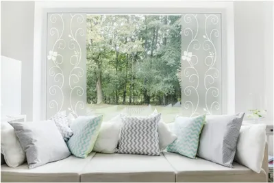 Produktbild von TEXMAXX Milchglas Fensterfolie Sichtschutz - 45cm x 100cm - SF09 weißes Efeu Design - blickdicht statisch selbsthaftende Milchglasfolie Sichtschutzfolie