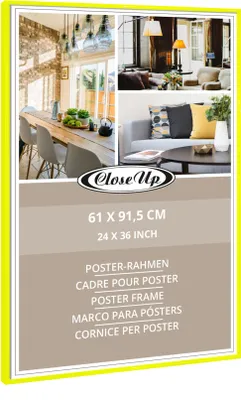 A collage of interior design images and product information for a poster frame.