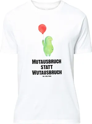 Produktbild von Mr. & Mrs. Panda Größe L T-Shirt Schildkröte Luftballon - Weiß - Geschenk, mit Spruch, Motivationsspruch, Motivation, Schildkröten, Tshirt, Shirt