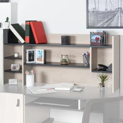 Produktbild von Jugendzimmer - Schreibtischaufsatz Aalst 11, Farbe: Eiche / Creme / Schwarz - Abmessungen: 55 x 125 x 24 cm (H x B x T)