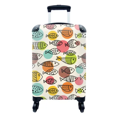 Obrázok produktu pre Kufrík Ručná batožina na kolieskach Malý cestovný kufor so 4 kolieskami Bodky - ryby - dúha - Veľkosť kabíny < 55x40x23 cm & 55x40x20 cm - Foto kufor