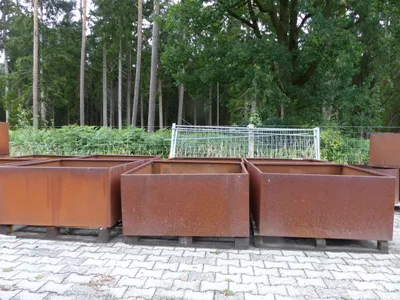Produktbild von Cortenstahl Pflanzring quadratisch 120x120x60 Rostkübel Rost Stahl Kübel Blumenkübel XXL