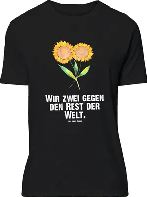 Produktbild von Mr. & Mrs. Panda Größe L T-Shirt Blume Sonnenblume - Schwarz - Geschenk, Tshirt, Lieblingsmensch, Garten, Freundin, mit Spruch, Beste, Sonnenblumen, Vertrauen, Shirt