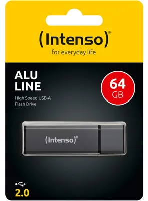 Zdjęcie produktu dla Intenso Alu Line, 64 GB, USB Typu-A, 2.0, 28 MB/s, Pokrywka, Antracyt