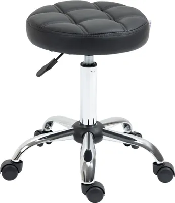 Produktbild von Drehhocker, Salonhocker, höhenverstellbar, Kunstleder, Steppdesign, Schwarz/Silber