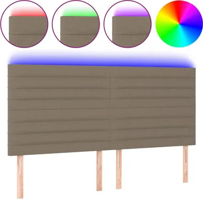 Produktbild von vidaXL LED Kopfteil Taupe 180x5x118/128 cm Stoff