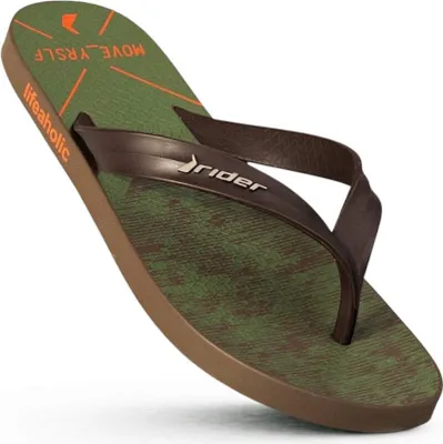 Produktbild von Rider Herren Flip Flops Sommer Schuhe Badelatschen Pantoletten Slides Grün/Braun Gr.39/40