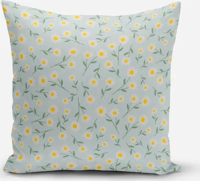 Produktbild von SCHÖNER LEBEN. Kissenhülle Gänseblümchen hellblau o. natur weiß Farbe hellblau Größe 70x70cm (HxB) 70x70cm (HxB) Größe