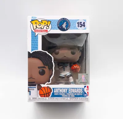 A Funko Pop! vinyl figure of basketball player Anthony Edwards in its original packaging, displayed against a white background.
