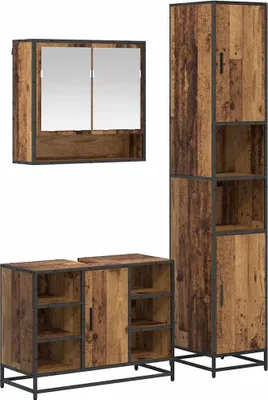 Image de vidaXL Ensemble de meubles de salle de bains avec étagère 3 pcs vieux bois composite