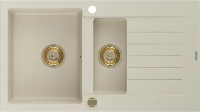 Immagine prodotto di Mexen Matias lavello in granito 1,5 vasche con gocciolatoio 900 x 505 mm, beige, sifone dorato - 6502901505-69-G