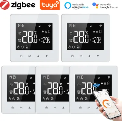 Produktbild von 5X Tuya ZigBee Smart Thermostat 3A Wasser-/Gaskessel Raumthermostat, APP-Steuerung, Home/Alexa Sprachsteuerung, Wöchentlich programmierbar