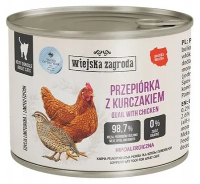 Imagen del producto de Comida húmeda para gato, sabor "Granja Campestre", con pollo y codorniz, 180 gramos