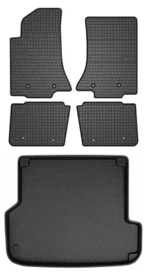 Zdjęcie produktu dla Dywaniki gumowe + mata bagażnika do Opel Omega B 1994-2003 (kombi) – czarne, dopasowane – Wielganizator SolidPRO