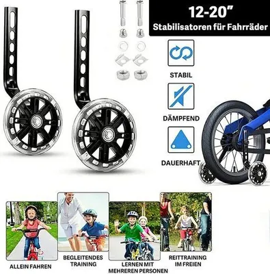 Produktbild von Fahrrad-Stützrad, Stützräder Fahrradreifen, Hilfsräder, Kinderfahrrad Universal Balance-Hilfsrad, Für Fahrräder von 12 bis 20 Zoll